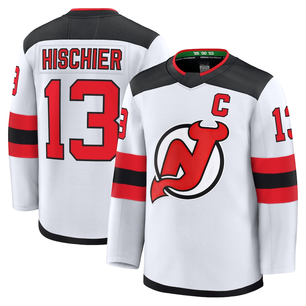 Friene NJ.Devils #13 Nico Hischier White Away Premium Jerseys