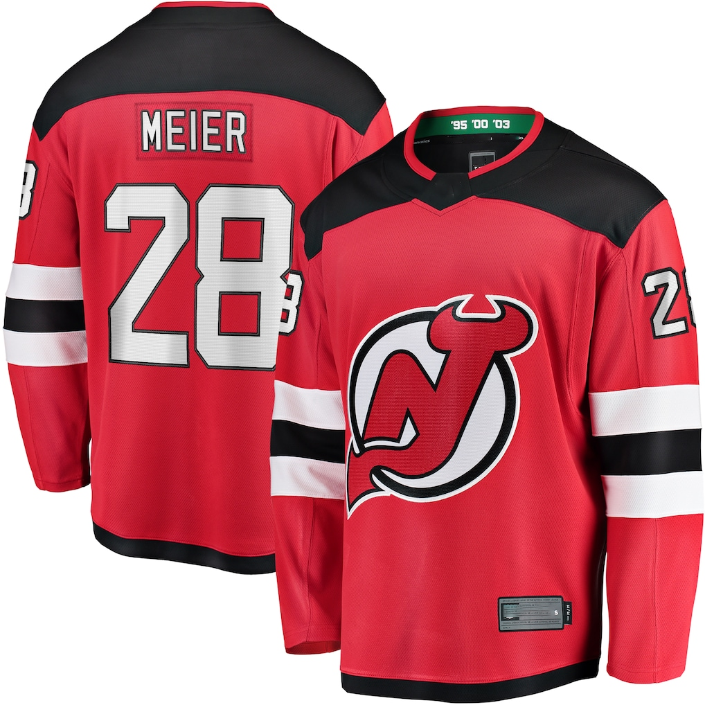 Friene NJ.Devils #28 Timo Meier Red Home Breakaway Jerseys