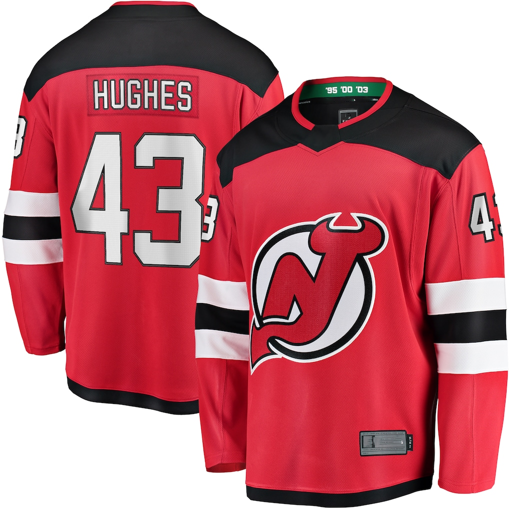 Friene NJ.Devils #43 Luke Hughes Red Home Breakaway Player Jerseys