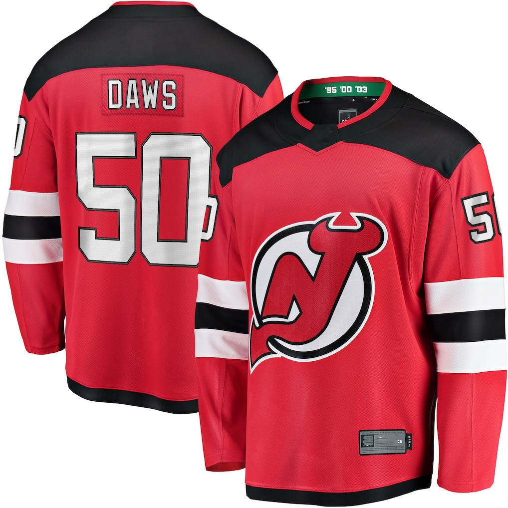 Friene NJ.Devils #50 Nico Daws Red Home Breakaway Player Jerseys