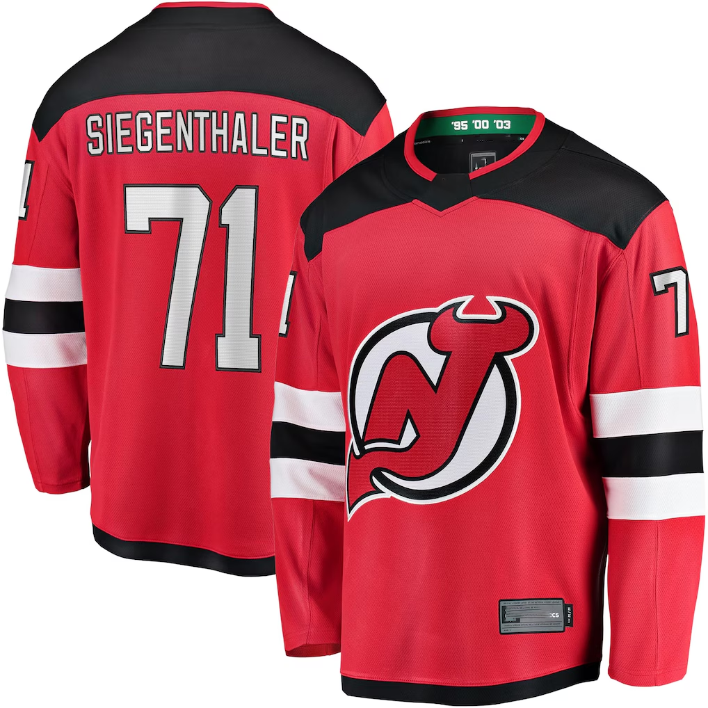 Friene NJ.Devils #71 Jonas Siegenthaler Red Home Breakaway Player Jerseys