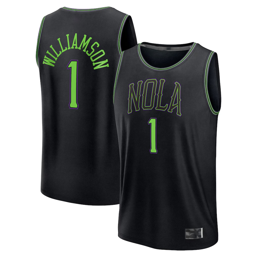 Friene NO.Pelicans #1 Zion Williamson Black 202526 City Edition Fast Break Stitched Jerseys