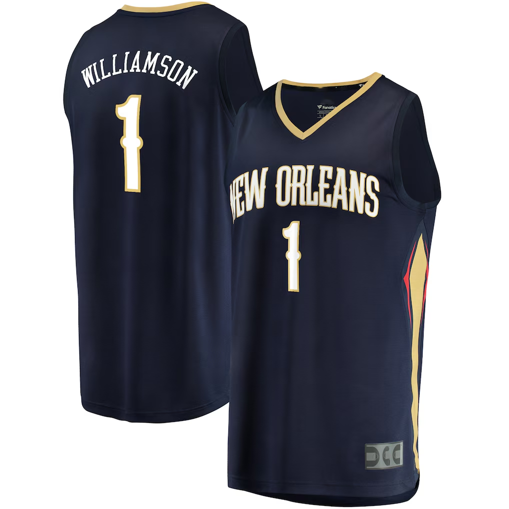 Friene NO.Pelicans #1 Zion Williamson Navy Fast Break Replica Stitched Jerseys- Icon Edition