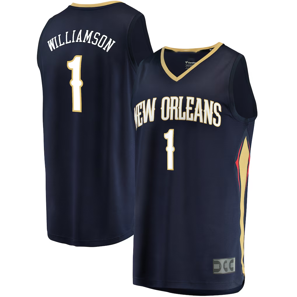 Friene NO.Pelicans #1 Zion Williamson Navy Replica Fast Break Stitched Jerseys- Icon Edition