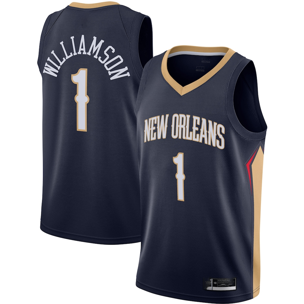 Friene NO.Pelicans #1 Zion Williamson Navy Swingman Stitched Jerseys- Icon Edition