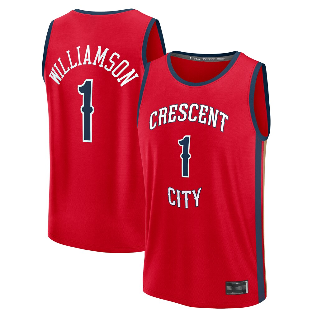 Friene NO.Pelicans #1 Zion Williamson Red Fast Break Replica Player Stitched Jerseys- Statement Edition