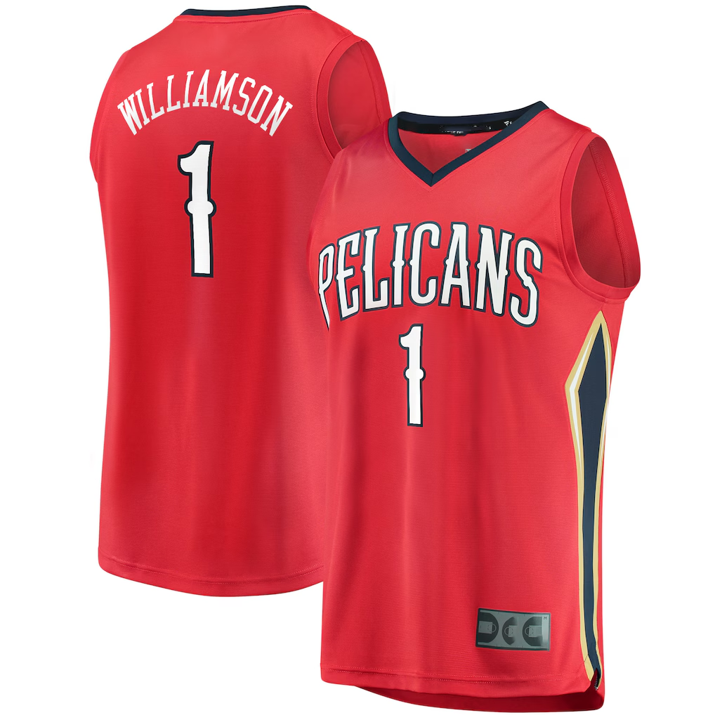 Friene NO.Pelicans #1 Zion Williamson Red Replica Fast Break Stitched Jerseys- Statement Edition