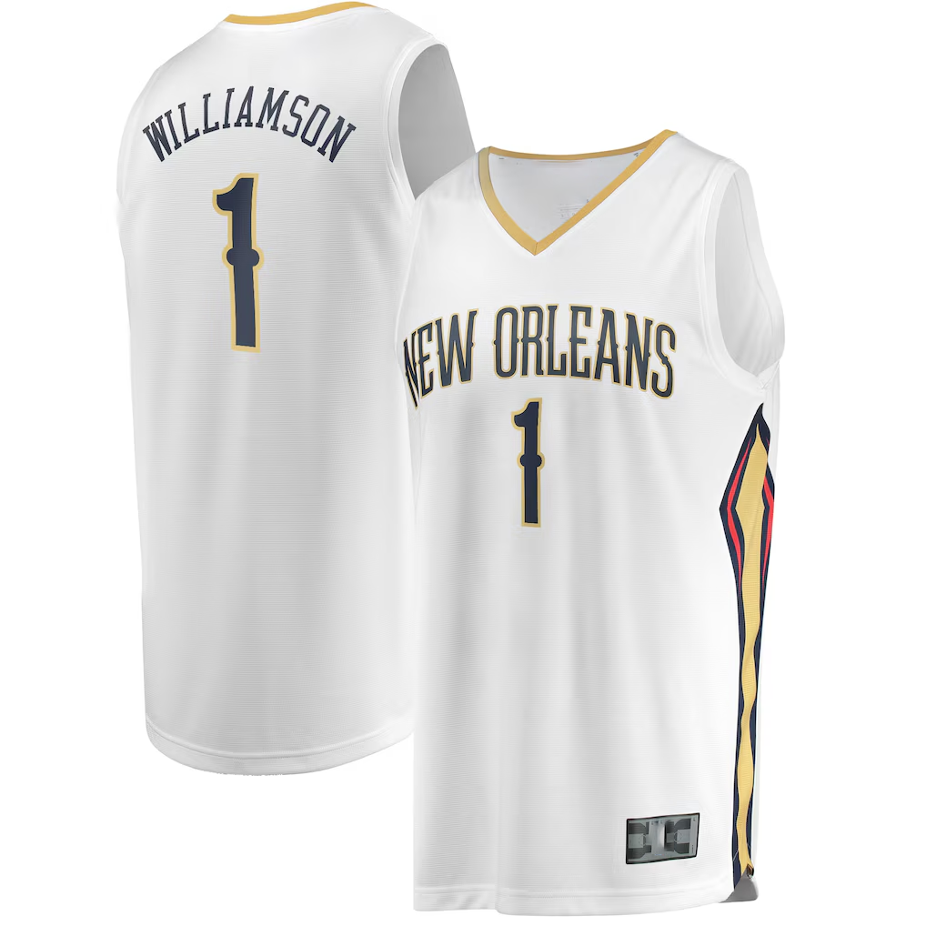 Friene NO.Pelicans #1 Zion Williamson White Replica Fast Break Stitched Jerseys- Association Edition