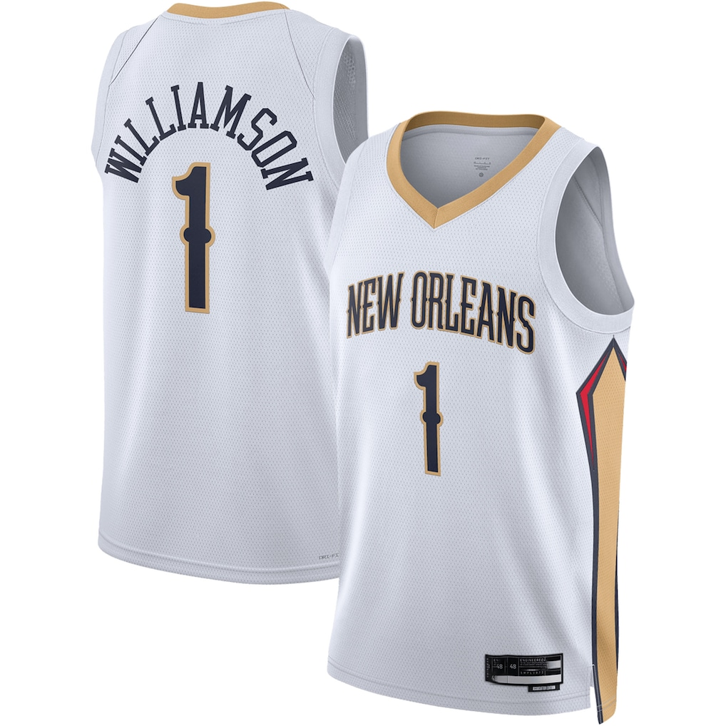 Friene NO.Pelicans #1 Zion Williamson White Swingman Stitched Jerseys- Association Edition