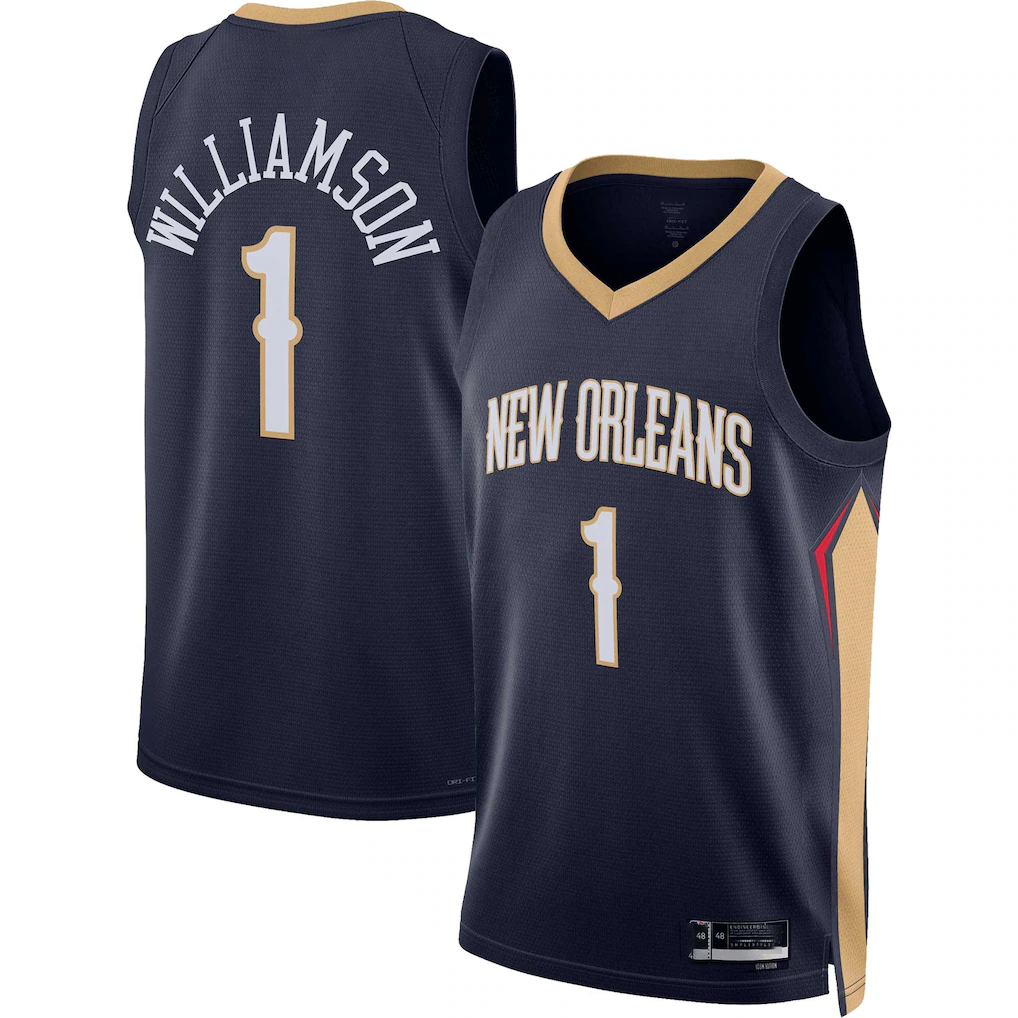 Friene NO.Pelicanss #1 Zion Williamson Navy Swingman Stitched Jerseys- Icon Edition