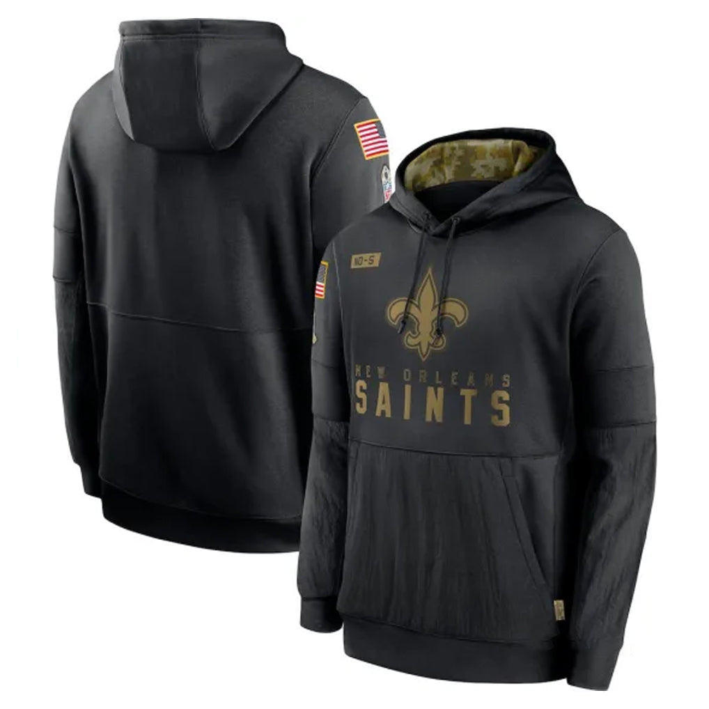 Friene NO.Saints Black Salute to Service Hoodies Limited Game Blank Player Stitched Jerseys