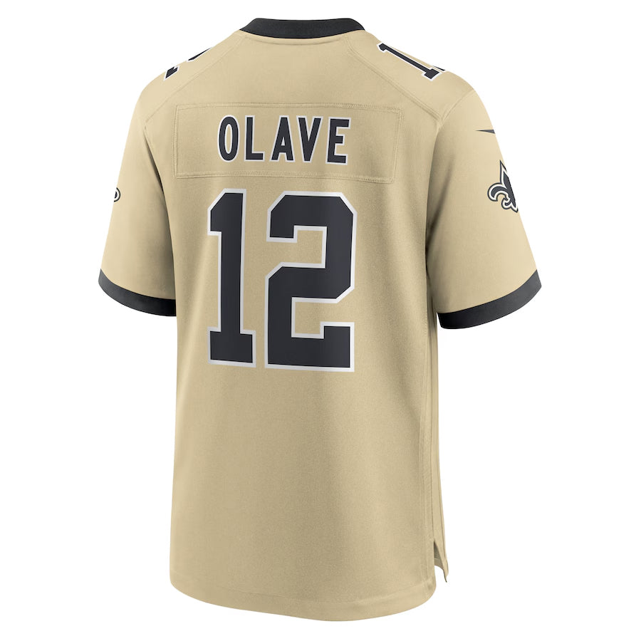Friene NO.Saints #12 Chris Olave Player Gold Alternate Game Stitched Jerseys