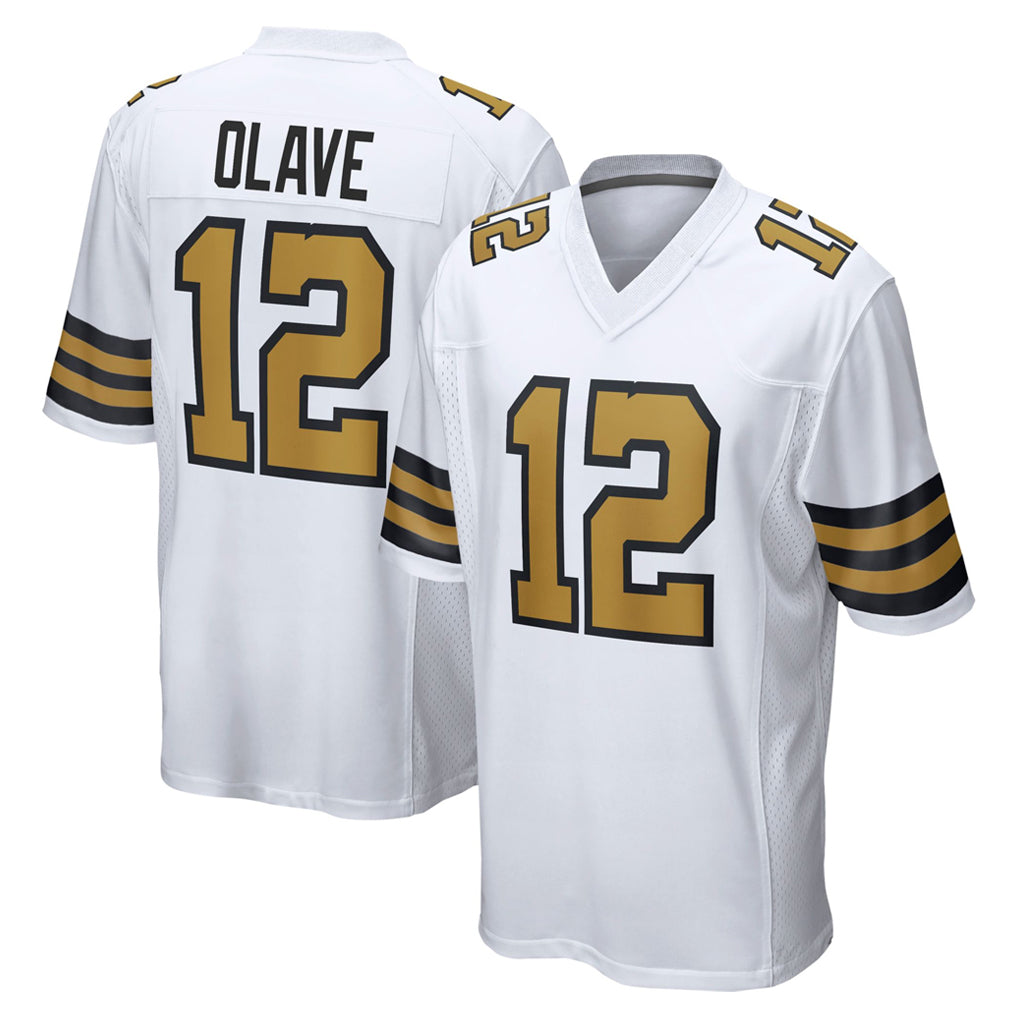 Friene NO.Saints #12 Chris Olave Player White Alternate Home Game Stitched Jerseys
