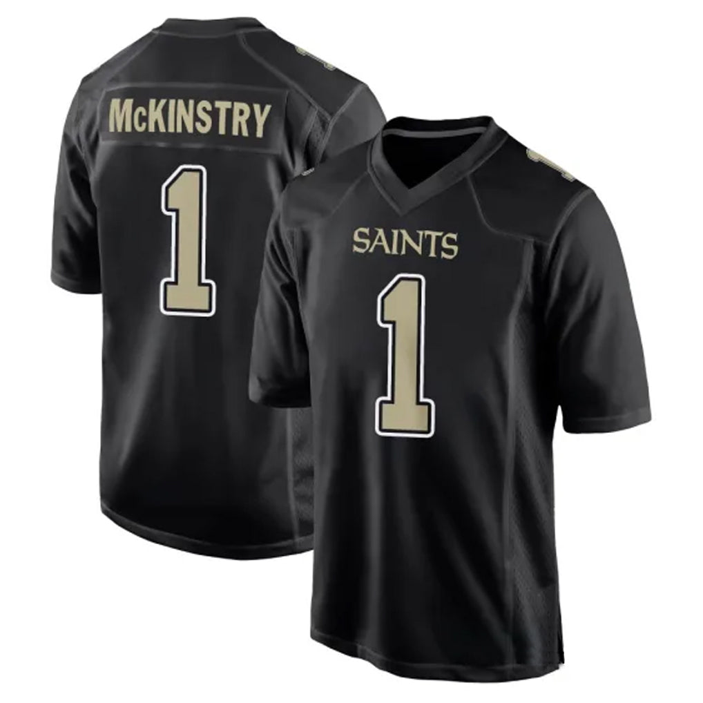 Friene NO.Saints #1 Kool-Aid McKinstry Player Black Carbon Fashion Home Game Stitched Jerseys