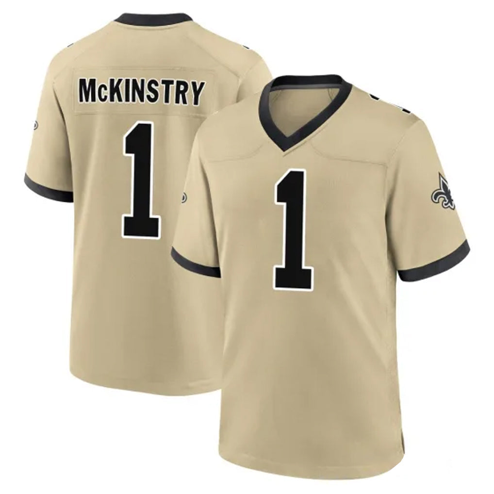 Friene NO.Saints #1 Kool-Aid McKinstry Player Gold Home Game Stitched Jerseys