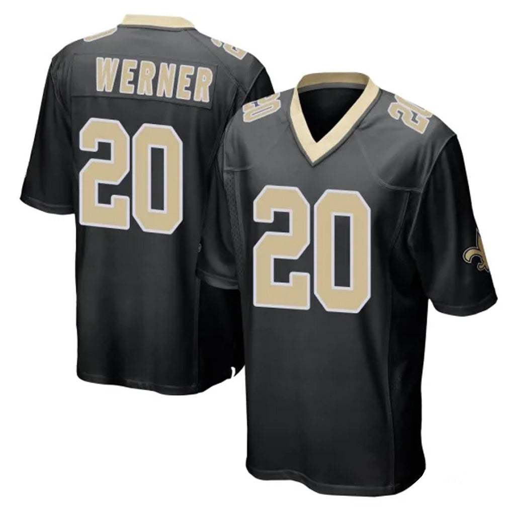 Friene NO.Saints #20 Pete Werner Player Black Home Game Stitched Jerseys