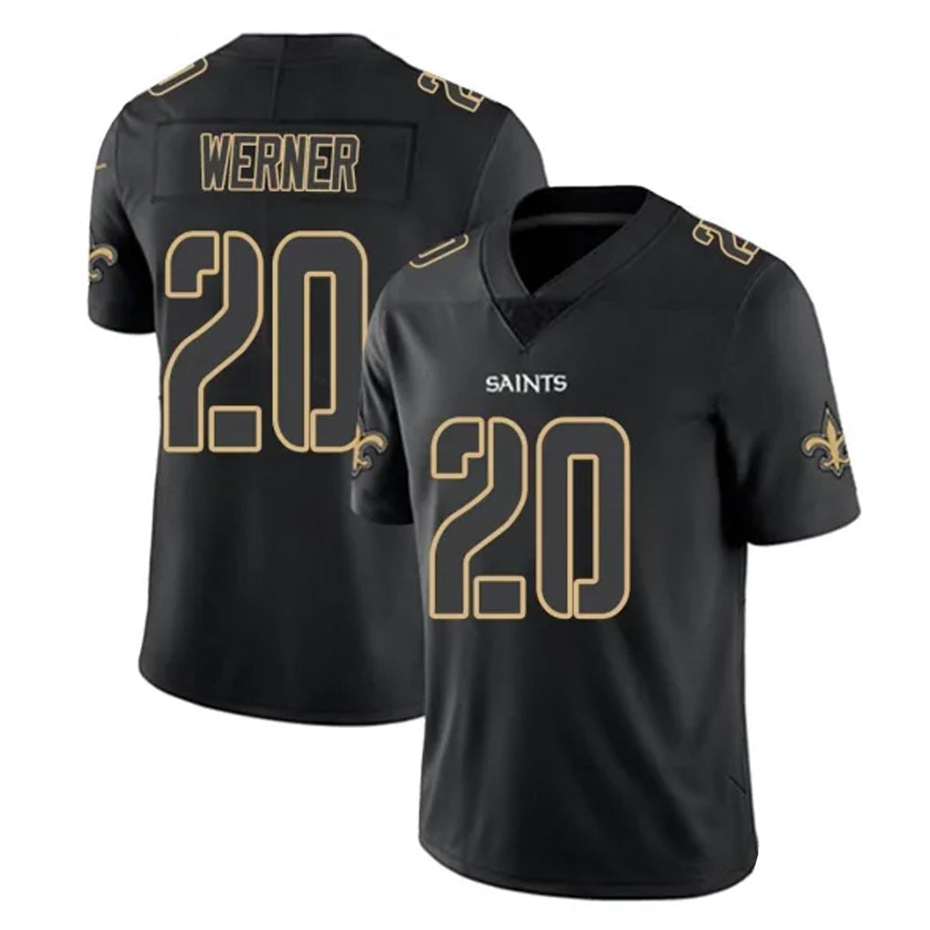 Friene NO.Saints #20 Pete Werner Player Black Impact Limited Home Game Stitched Jerseys