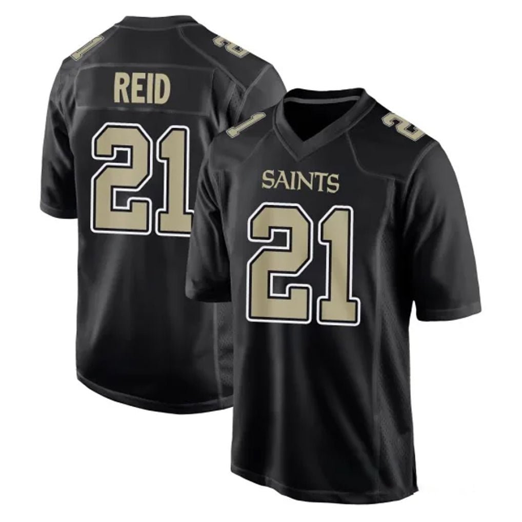 Friene NO.Saints #21 Justin Reid Player Black Carbon Fashion Home Game Stitched Jerseys
