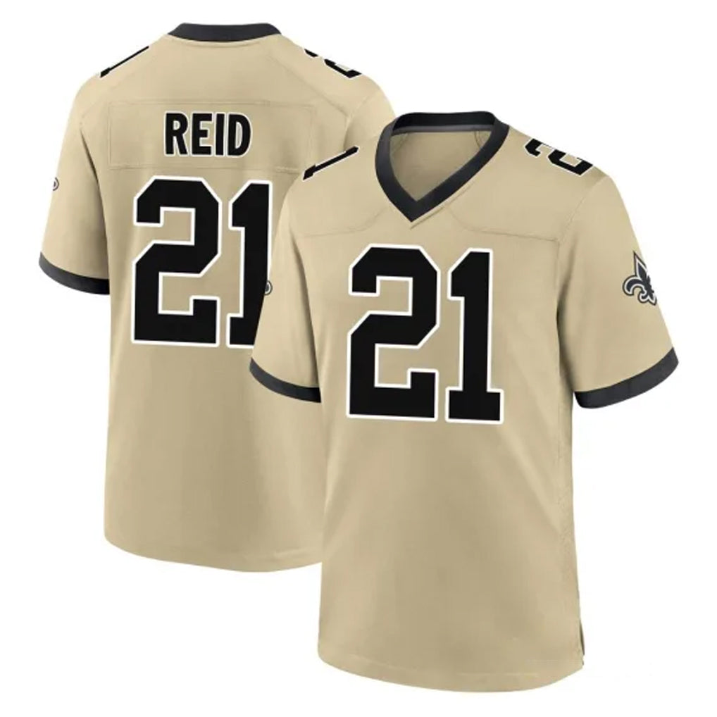 Friene NO.Saints #21 Justin Reid Player Gold Home Game Stitched Jerseys