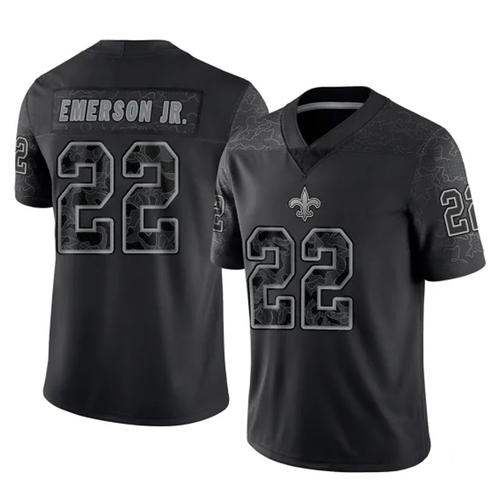 Friene NO.Saints #22 Martin Emerson Jr. Player Black Limited Reflective Home Game Stitched Jerseys