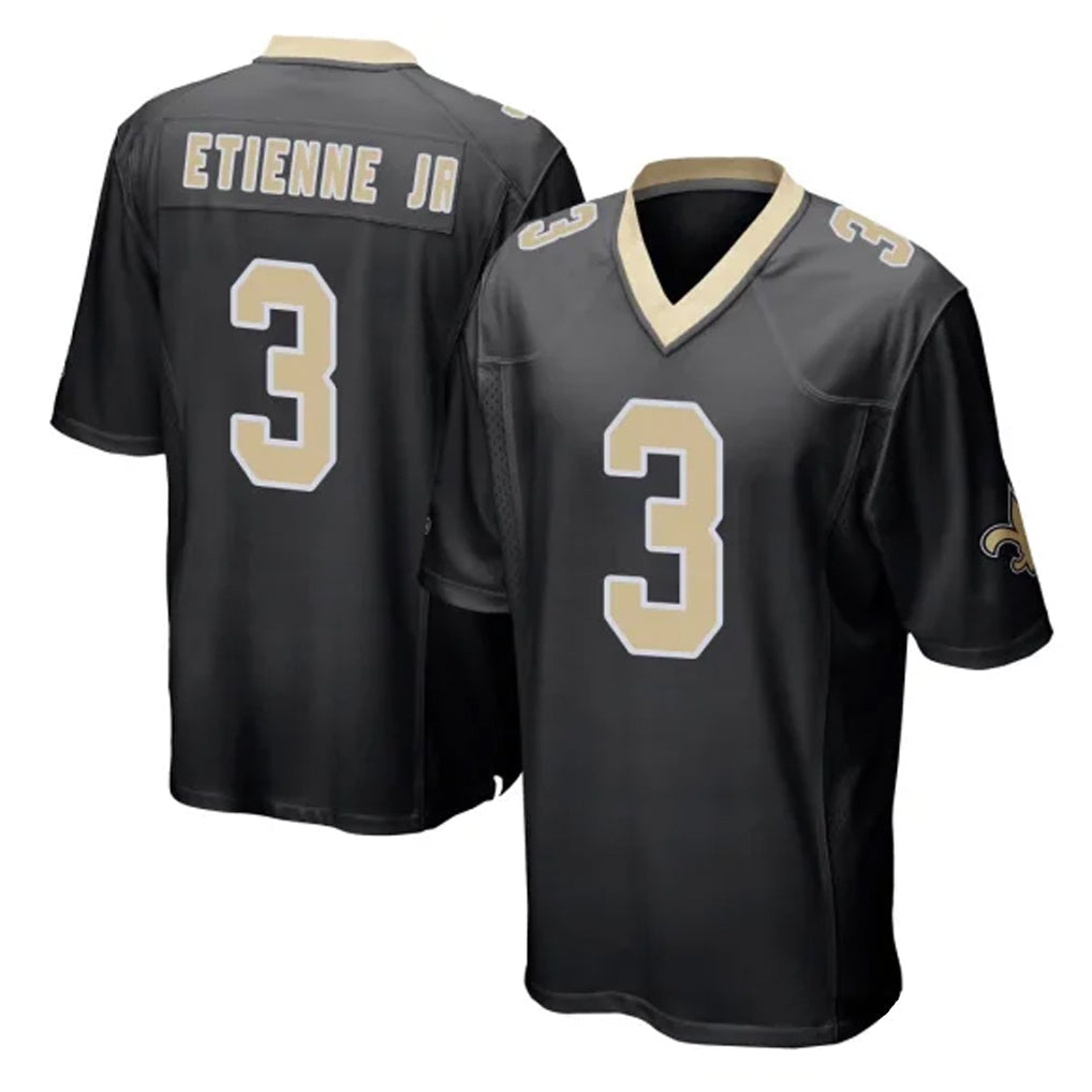 Friene NO.Saints #3 Travis Etienne Jr. Player Black Home Game Stitched Jerseys