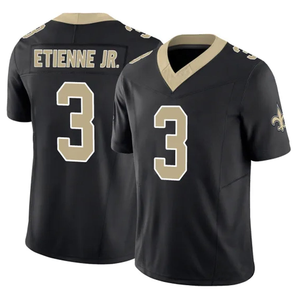 Friene NO.Saints #3 Travis Etienne Jr. Player Black Limited Vapor F.U.S.E. Home Game Stitched Jerseys