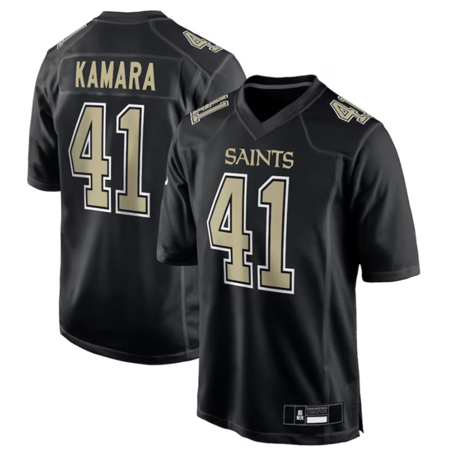 Friene NO.Saints #41 Alvin Kamara Player Carbon Black Fashion Game Stitched Jerseys