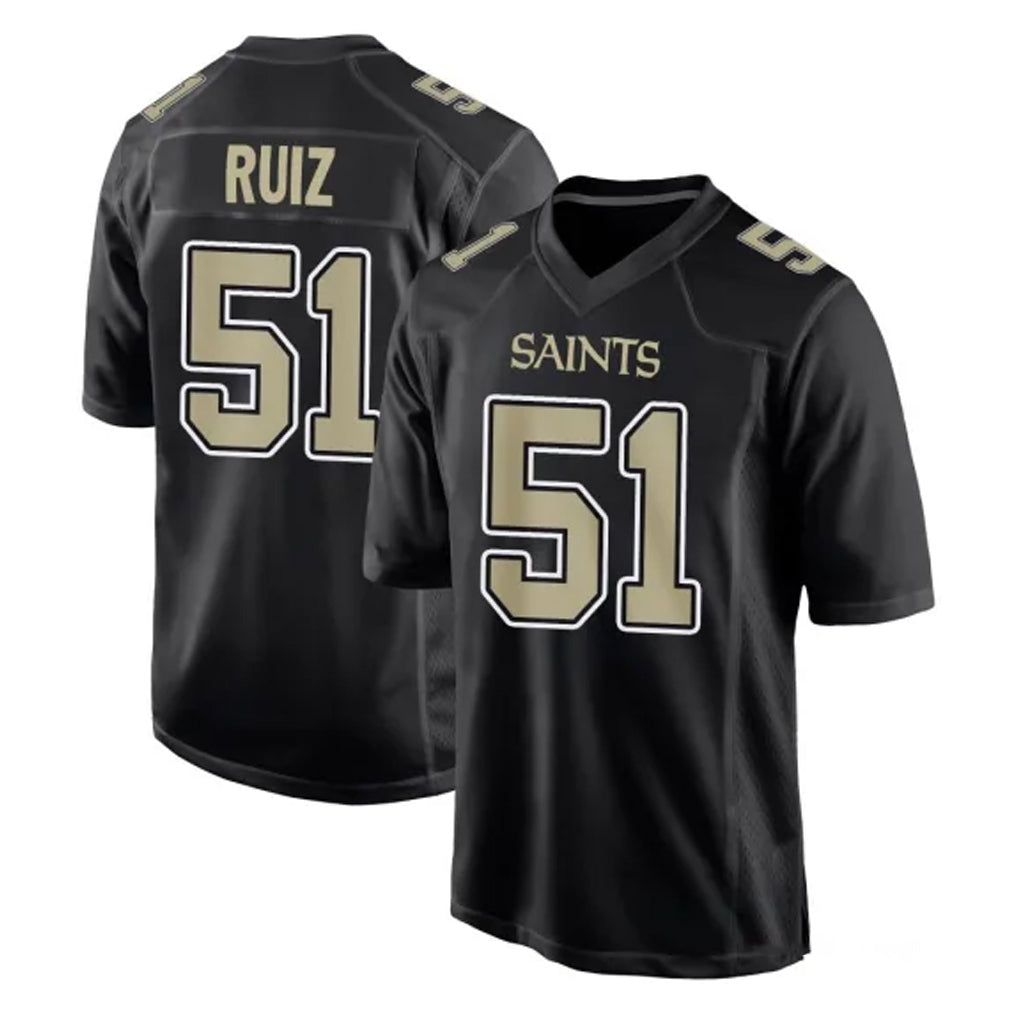 Friene NO.Saints #51 Cesar Ruiz Player Black Carbon Fashion Home Game Stitched Jerseys