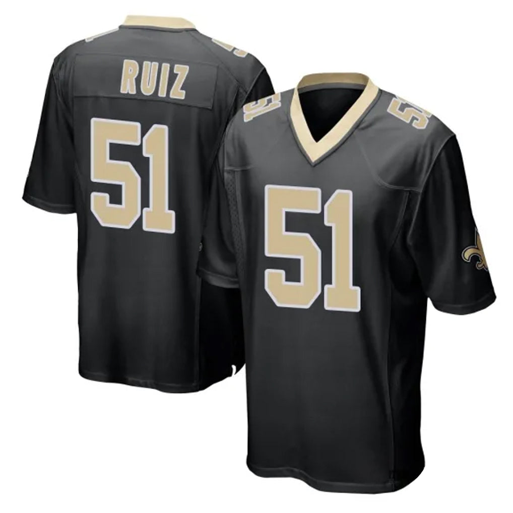 Friene NO.Saints #51 Cesar Ruiz Player Black Home Game Stitched Jerseys