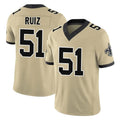 Friene NO.Saints #51 Cesar Ruiz Player Gold Limited Vapor F.U.S.E. Home Game Stitched Jerseys