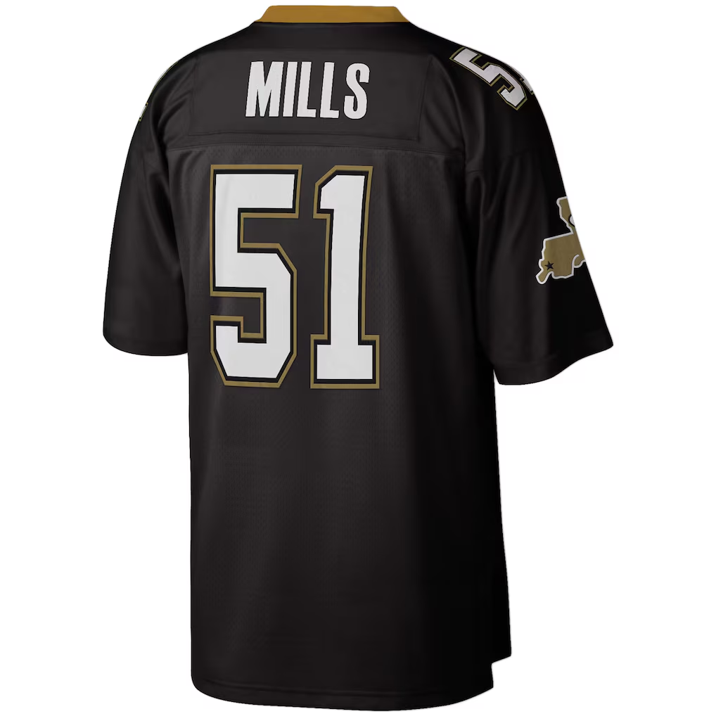 Friene NO.Saints #51 Sam Mills Mitchell & Ness Black Legacy Replica Puhic Stitched Jerseys
