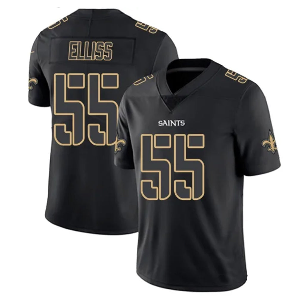 Friene NO.Saints #55 Kaden Elliss Player Black Impact Limited Home Game Stitched Jerseys