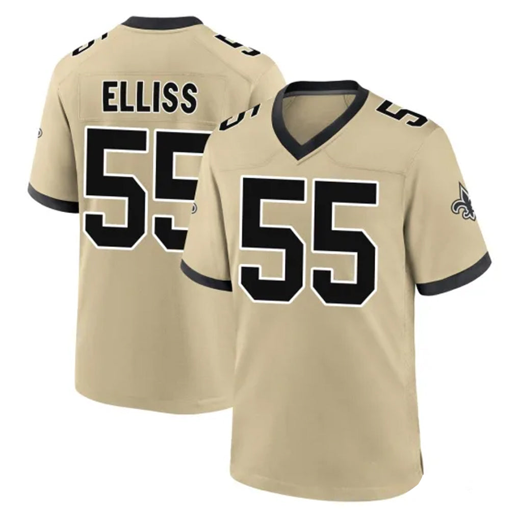 Friene NO.Saints #55 Kaden Elliss Player Gold Home Game Stitched Jerseys