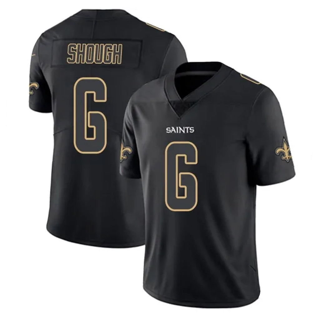 Friene NO.Saints #6 Tyler Shough Player Black Impact Limited Home Game Stitched Jerseys