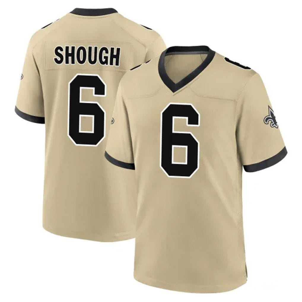 Friene NO.Saints #6 Tyler Shough Player Gold Home Game Stitched Jerseys