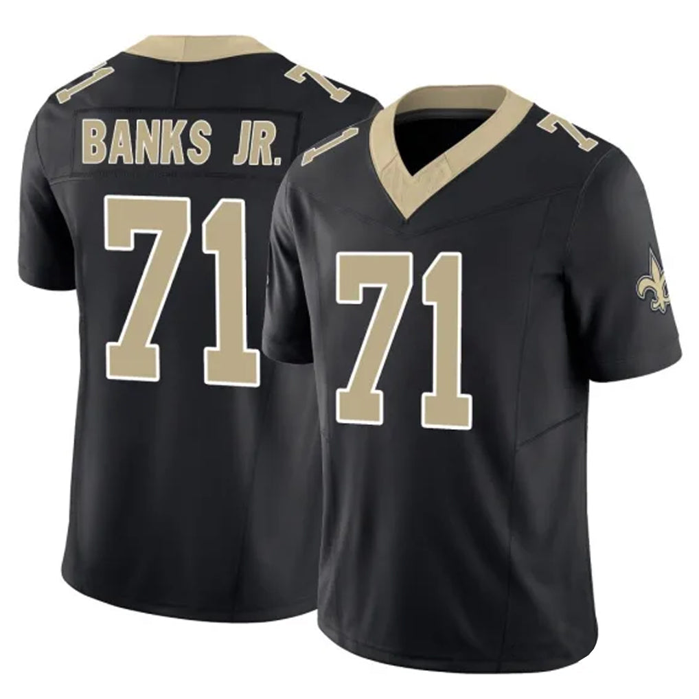 Friene NO.Saints #71 Kelvin Banks Jr. Player Black Limited Vapor F.U.S.E. Home Game Stitched Jerseys