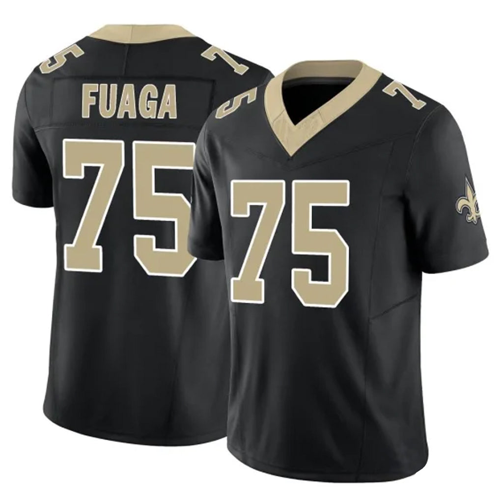 Friene NO.Saints #75 Taliese Fuaga Player Black Limited Vapor F.U.S.E. Home Game Stitched Jerseys