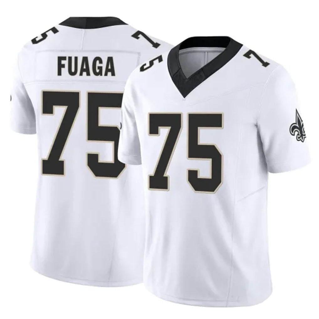 Friene NO.Saints #75 Taliese Fuaga Player White Limited Vapor F.U.S.E. Home Game Stitched Jerseys