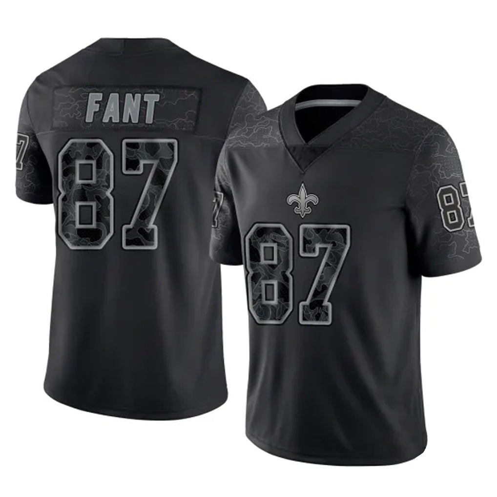 Friene NO.Saints #87 Noah Fant Player Black Limited Reflective Home Game Stitched Jerseys