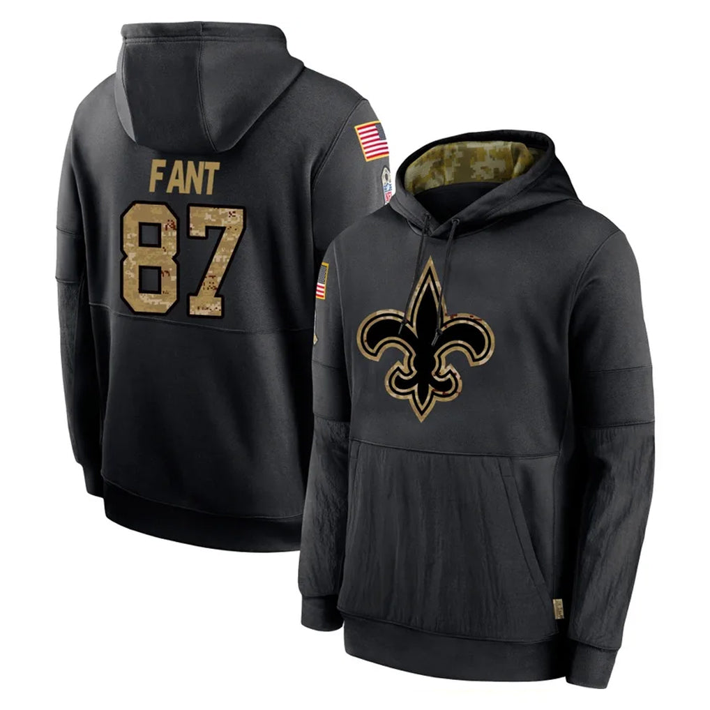 Friene NO.Saints #87 Noah Fant Player Black Salute to Service Hoodies Limited Game Stitched Jerseys