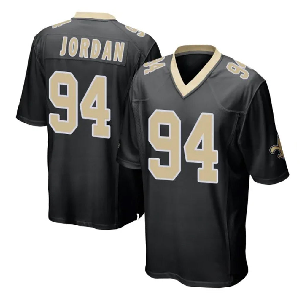 Friene NO.Saints #94 Cameron Jordan Player Black Home Game Stitched Jerseys