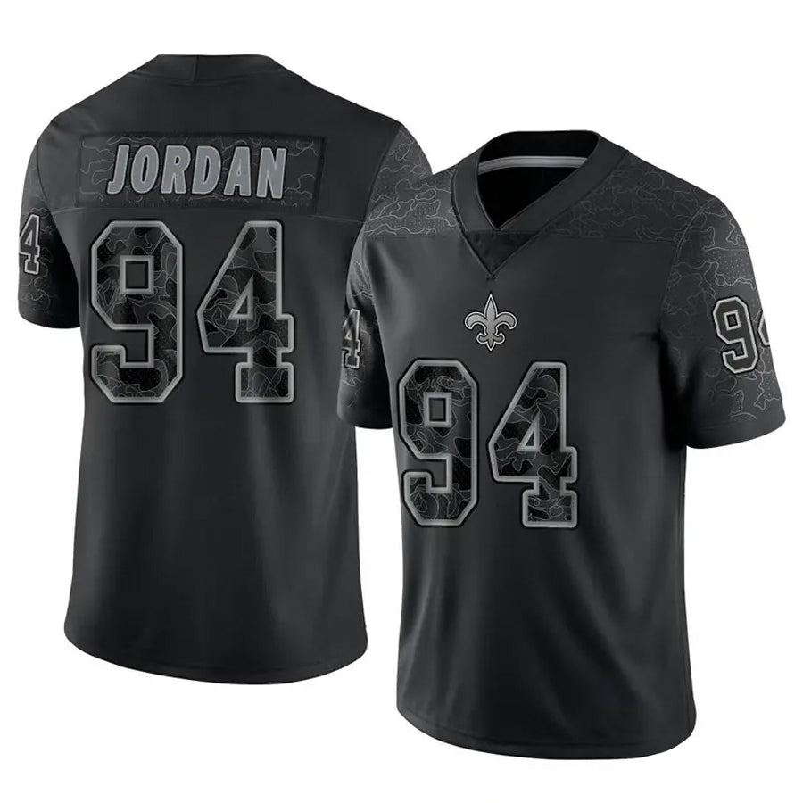Friene NO.Saints #94 Cameron Jordan Player Black RFLCTV Limited Stitched Jerseys