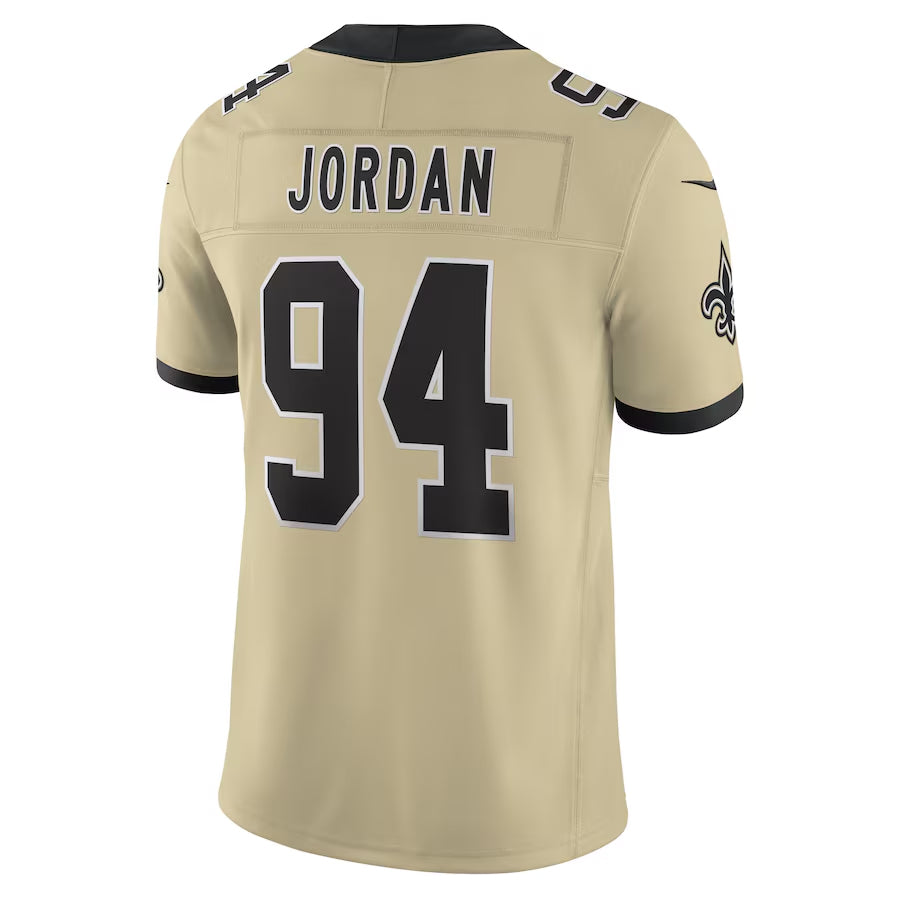 Friene NO.Saints #94 Cameron Jordan Player Gold Alternate Vapor F.U.S.E. Limited Stitched Jerseys