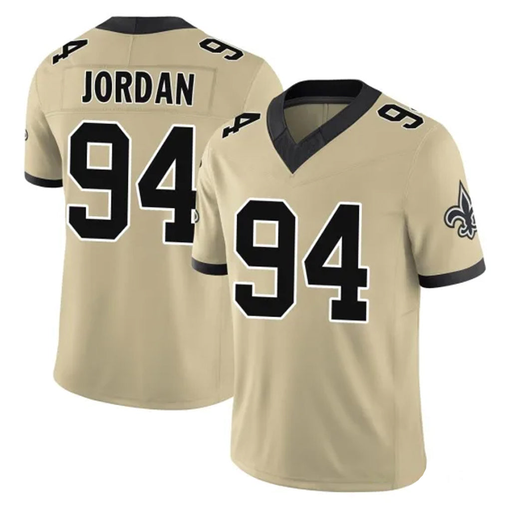 Friene NO.Saints #94 Cameron Jordan Player Gold Limited Vapor F.U.S.E. Home Game Stitched Jerseys