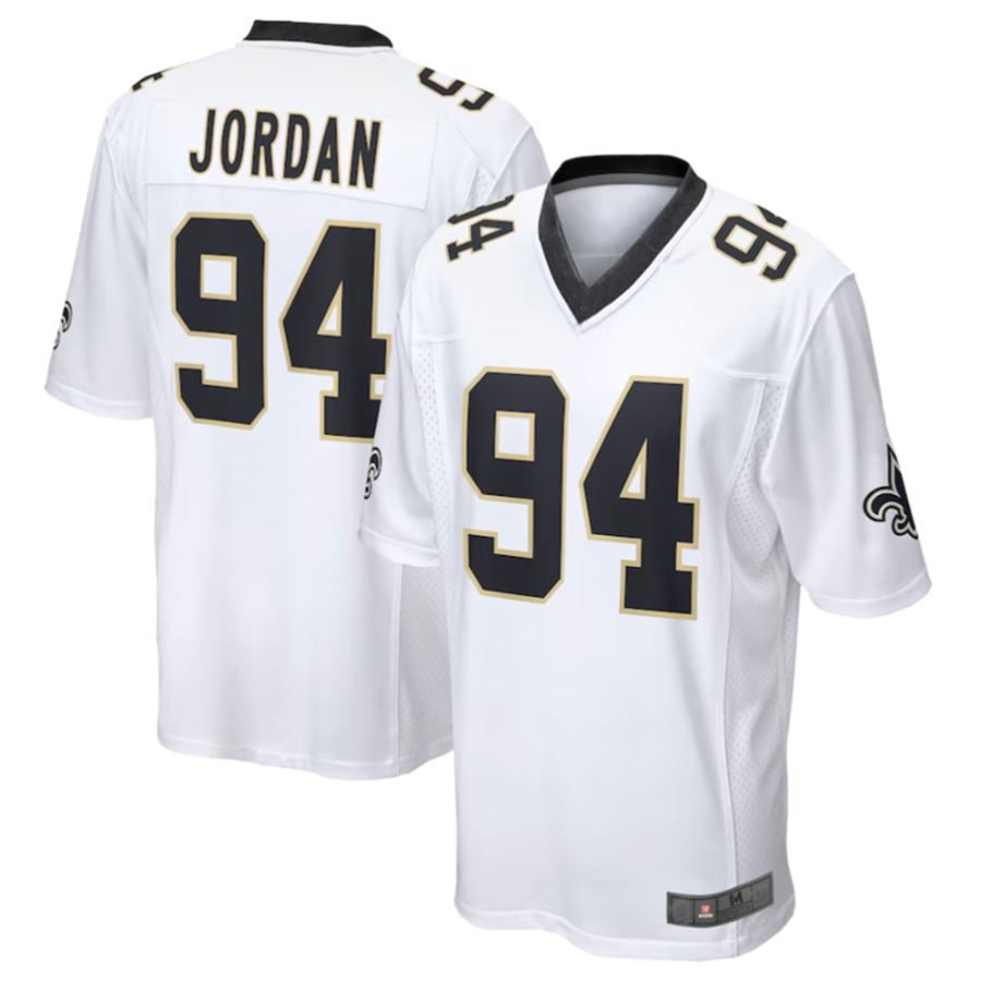 Friene NO.Saints #94 Cameron Jordan White Game Jersey Stitched American Stitched Jerseys