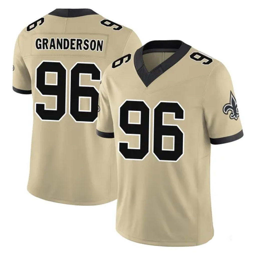Friene NO.Saints #96 Carl Granderson Player Gold Limited Vapor F.U.S.E. Home Game Stitched Jerseys