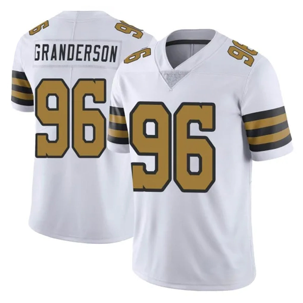 Friene NO.Saints #96 Carl Granderson Player White Limited Color Rush Home Game Stitched Jerseys