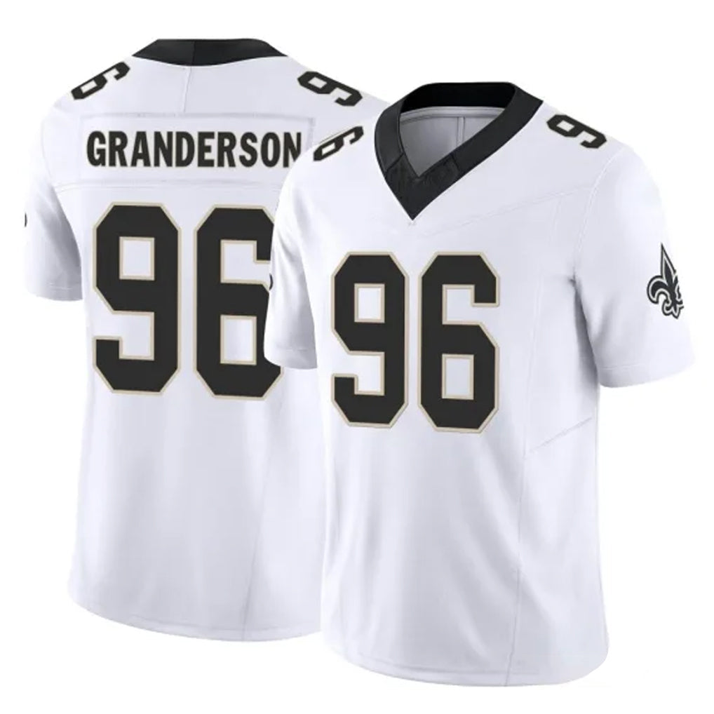 Friene NO.Saints #96 Carl Granderson Player White Limited Vapor F.U.S.E. Home Game Stitched Jerseys