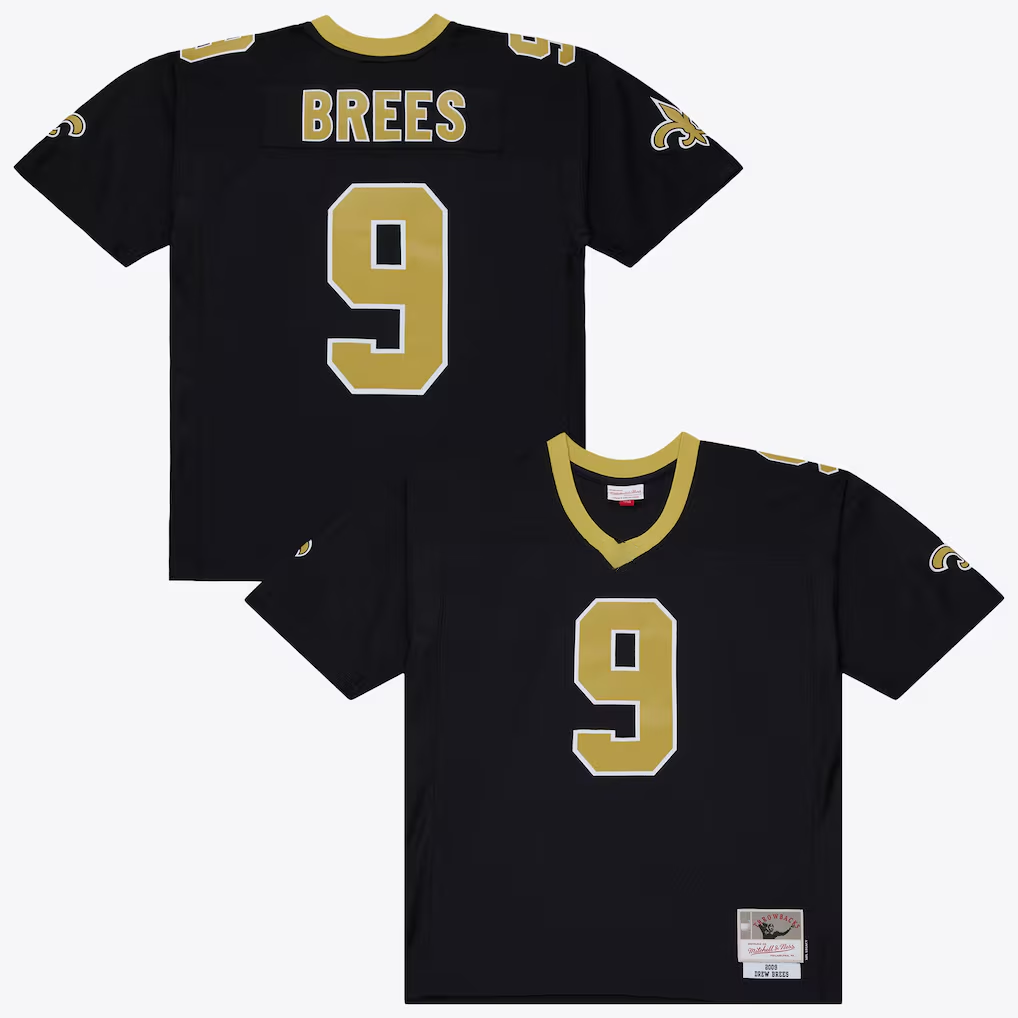 Friene NO.Saints #9 Drew Brees Mitchell & Ness Black 2009 Legacy Stitched Jerseys