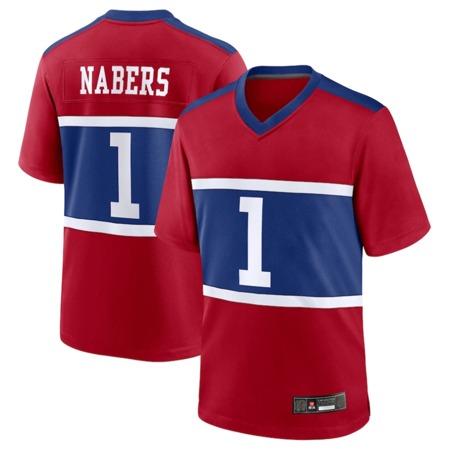 Friene NY.Giants #1 Malik Nabers Player Red Alternate Game Stitched Jerseys